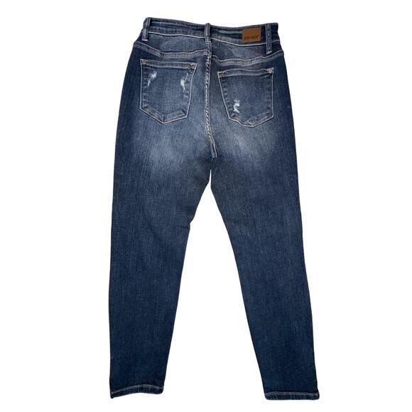 Judy Blue Boyfriend Fit Distressed Jeans Size 3/26 Mid Rise Stretch Ripped Denim - Picture 2 of 8
